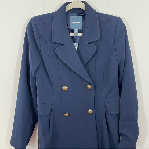 NWT Modcloth Along for the Ride‎ Navy Blue Crepe Coat Size MEDIUM - Picture 7 of 12